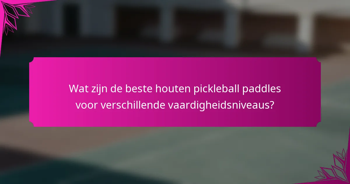 Wat zijn de beste houten pickleball paddles voor verschillende vaardigheidsniveaus?