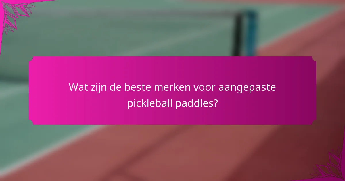 Wat zijn de beste merken voor aangepaste pickleball paddles?
