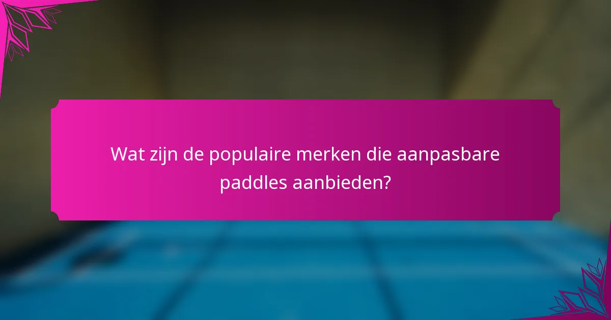 Wat zijn de populaire merken die aanpasbare paddles aanbieden?