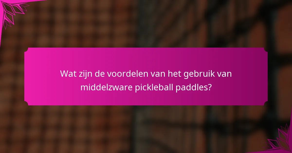 Wat zijn de voordelen van het gebruik van middelzware pickleball paddles?