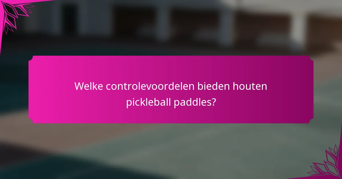 Welke controlevoordelen bieden houten pickleball paddles?