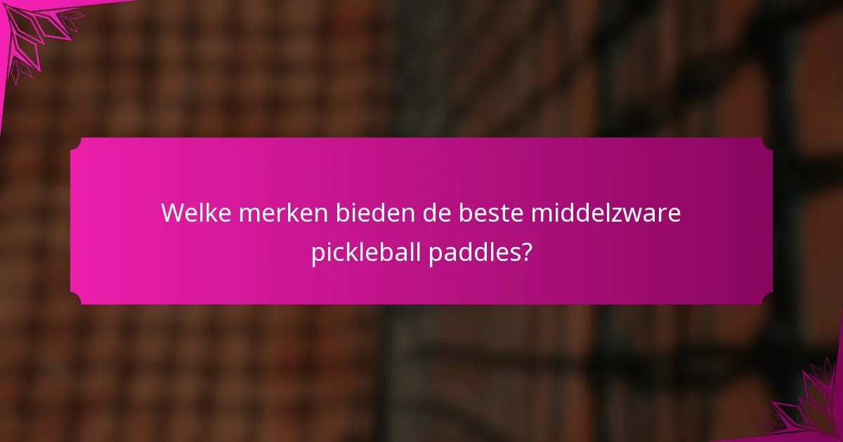 Welke merken bieden de beste middelzware pickleball paddles?