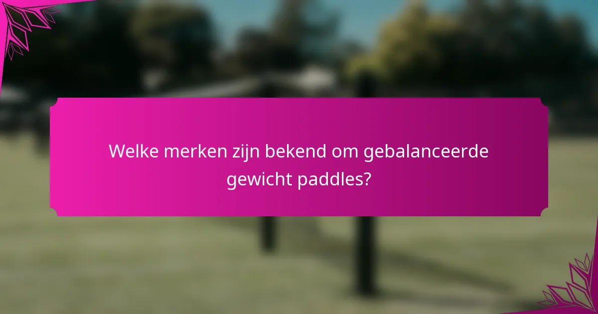 Welke merken zijn bekend om gebalanceerde gewicht paddles?